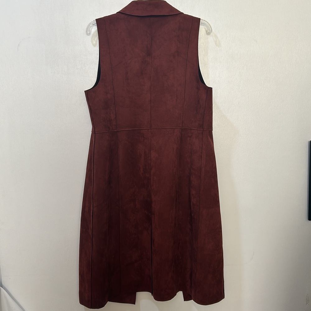 CHICO ELONGATED VEST WOMEN SIZE  8/10 BROWN FAUX SUEDE - Picture 3 of 14
